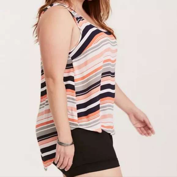 torrid Tops - Torrid Orange and Black Asymmetrical Tank Top Relaxed Fit